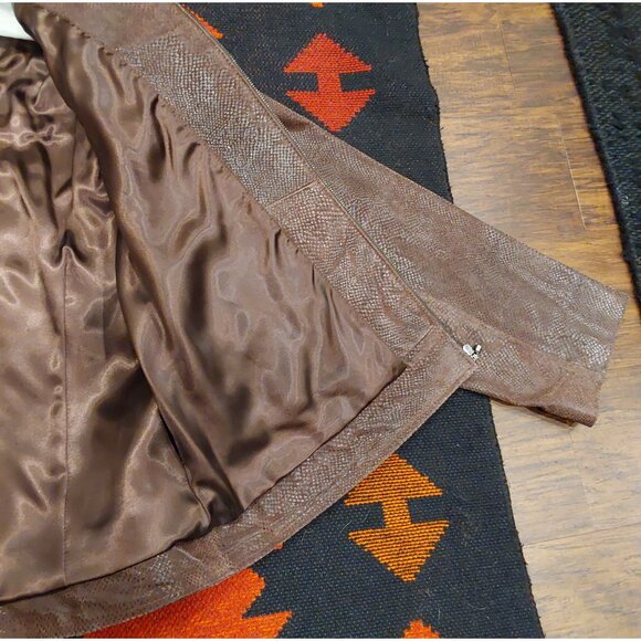 NEW Terry Lewis Women's Brown Snakeskin Style Zip Up Leather Jacket. Large - Picture 16 of 16